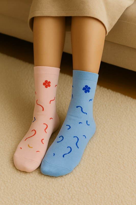 🌸 Flower Embroidery Crew Socks – Cute Korean Style image 1