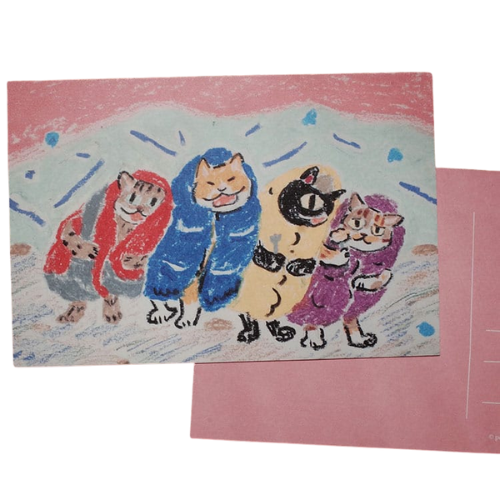 Cat-Themed Postcard