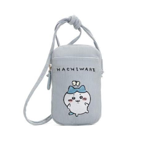Chiikawa Corduroy Crossbody Pouch - Hachiware (Blue)