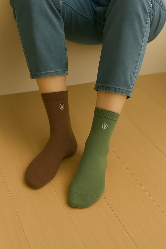 🧦 Minimalist Cotton Crew Socks – Timeless Neutral Basics image 1