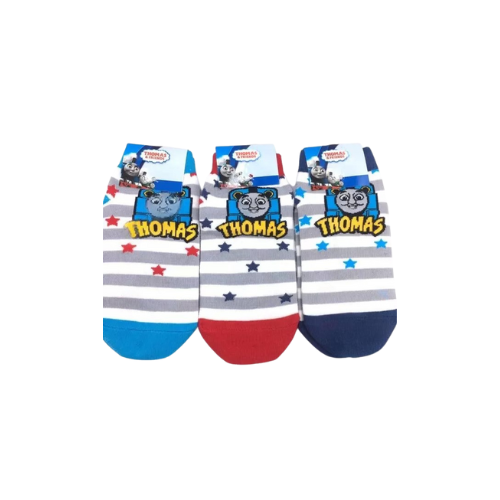 Thomas Cotton Crew Socks – Grey-White Stripe Star