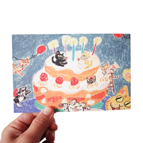Cat-Themed Postcard