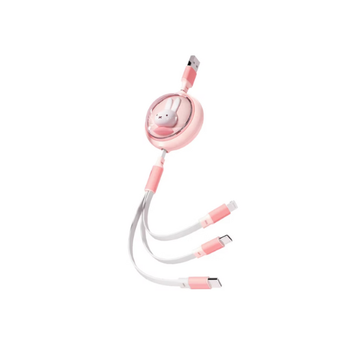 Miffy 3-in-1 Retractable Charging Cable (Pink)